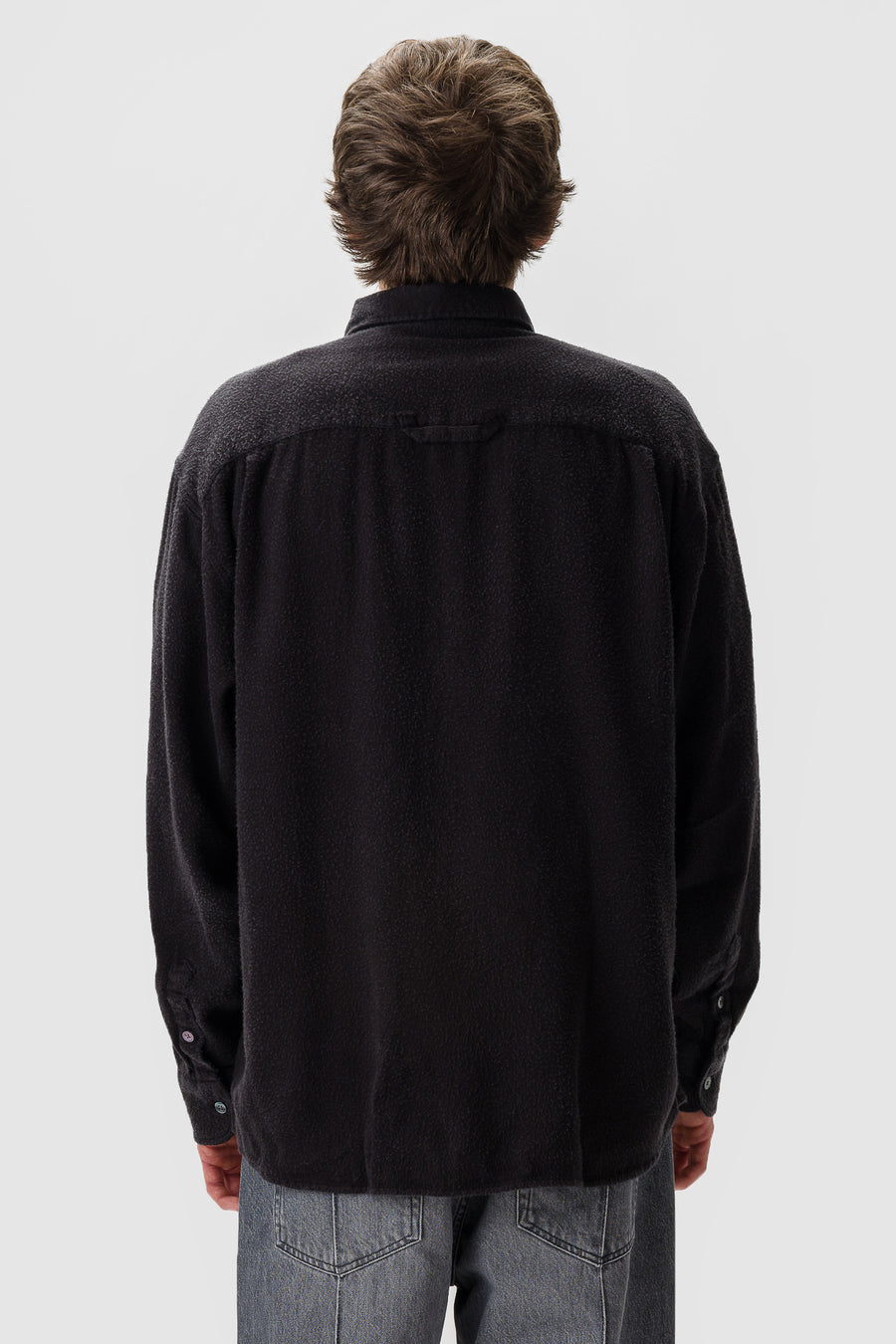Gambler Shirt in Black Fuzz Tencel