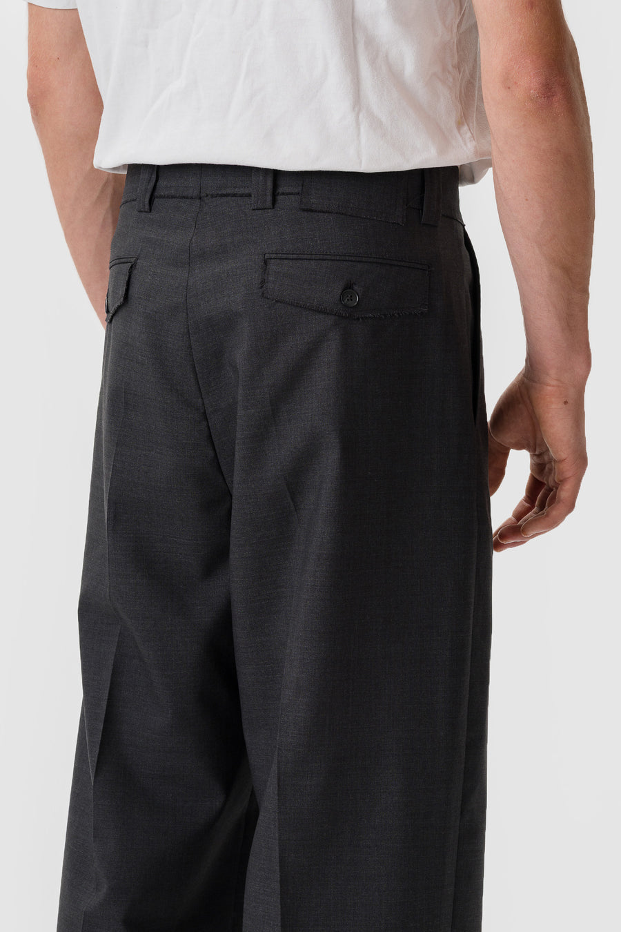Patch Trouser in Dark Grey Dry Wool