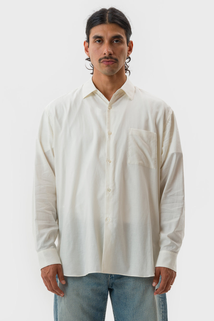 ssstein Cotton Silk Oversized LS Shirt in Cream - Notre