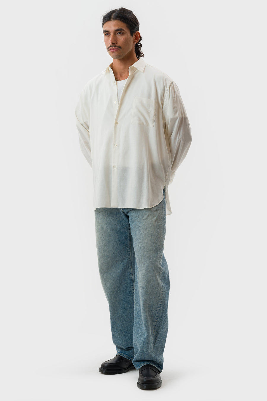 ssstein Cotton Silk Oversized LS Shirt in Cream - Notre