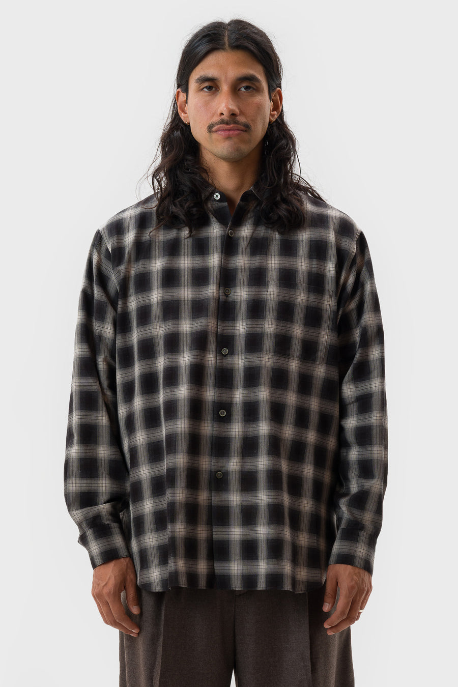 ssstein Cotton Viscose Oversized LS Shirt in Black Ombre - Notre