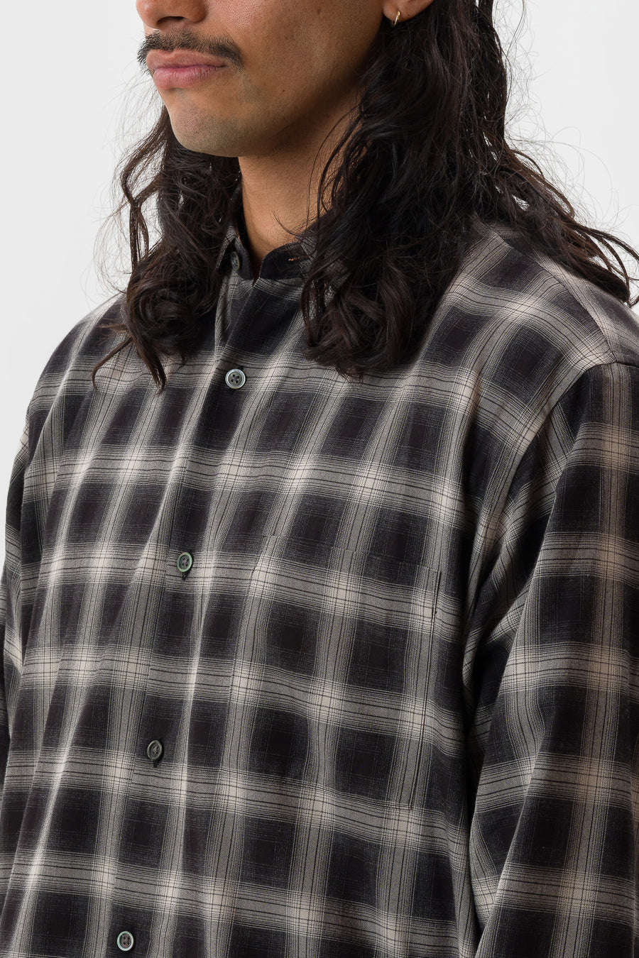 ssstein Cotton Viscose Oversized LS Shirt in Black Ombre - Notre