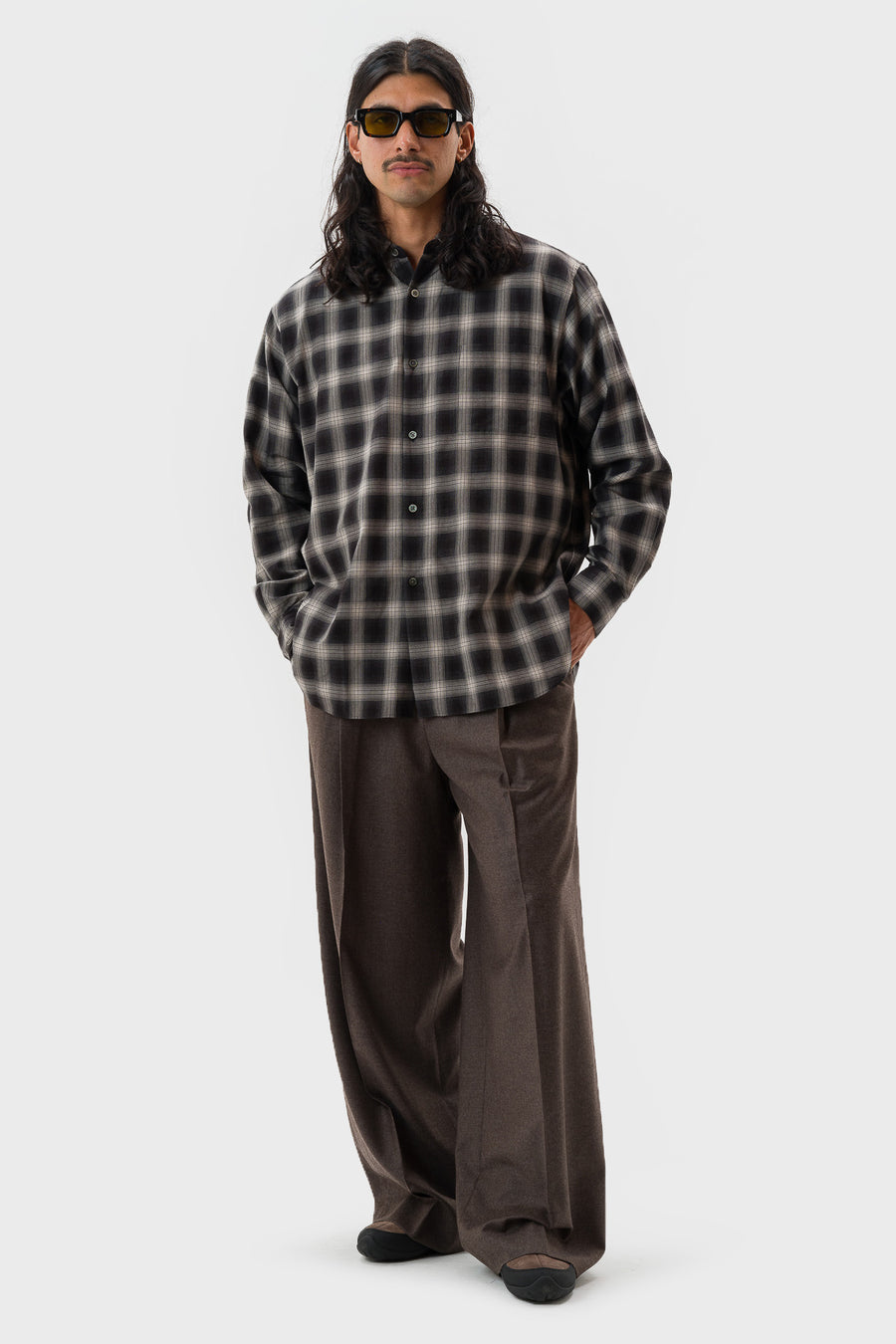 ssstein Cotton Viscose Oversized LS Shirt in Black Ombre - Notre