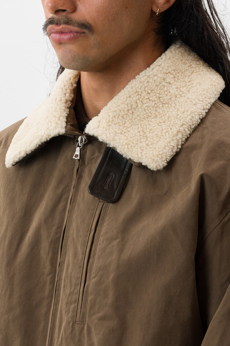 ssstein Detatchable Collar Resin-Finish Cotton Jacket in Khaki - Notre