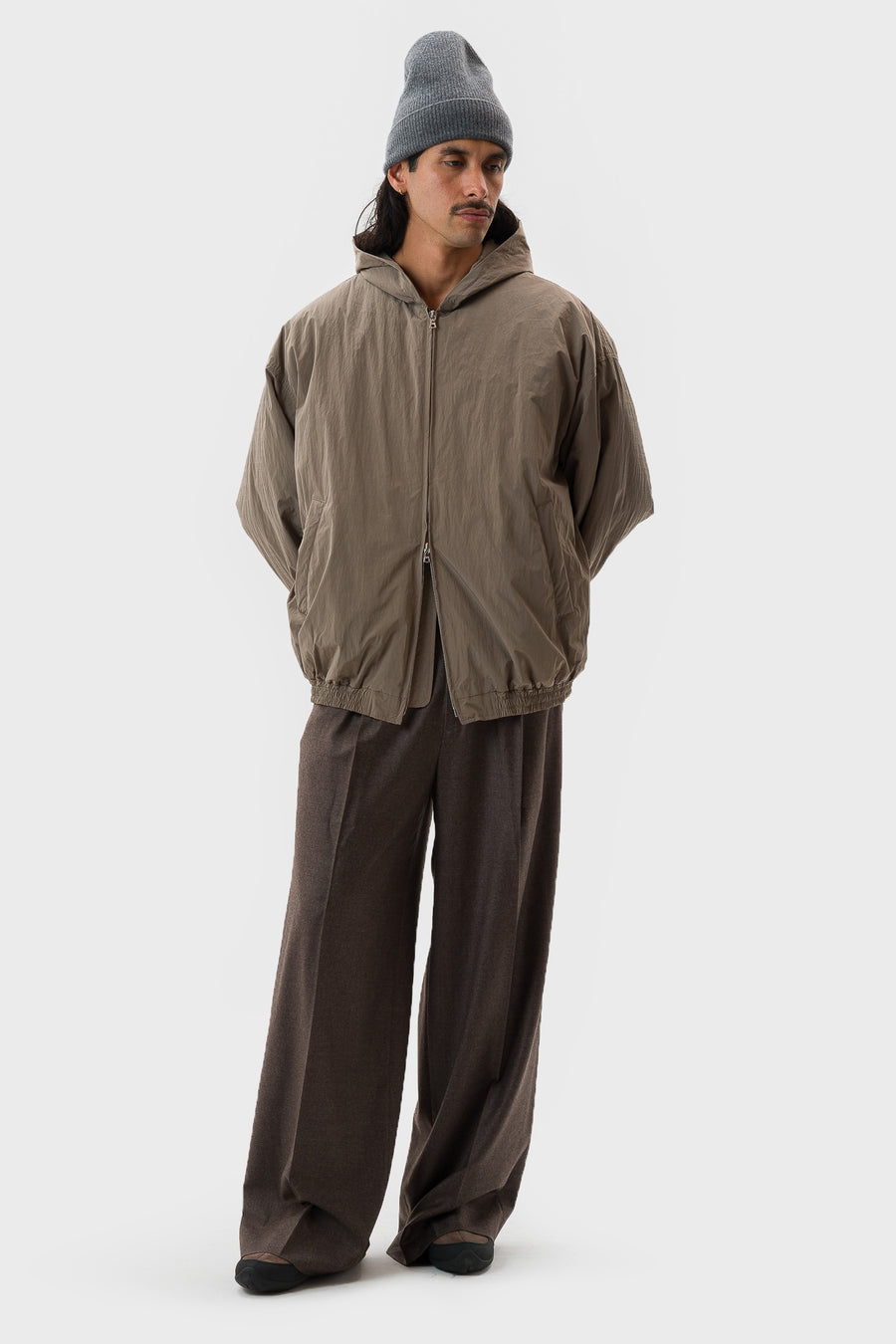 ssstein Extra Fine Wool Extra Wide Trouser in Charcoal Brown - Notre