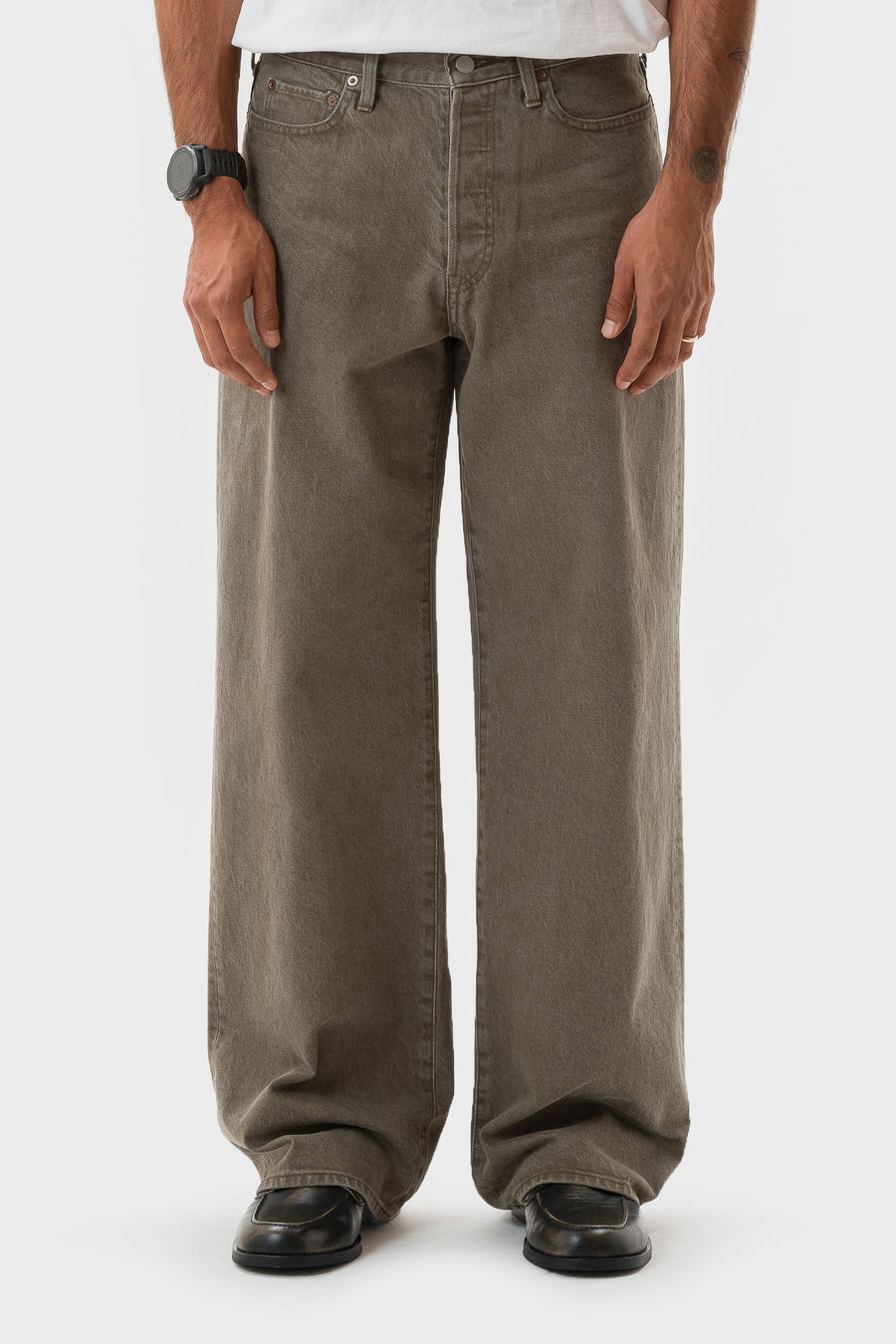 ssstein Loose Color Denim Pant in Khaki - Notre