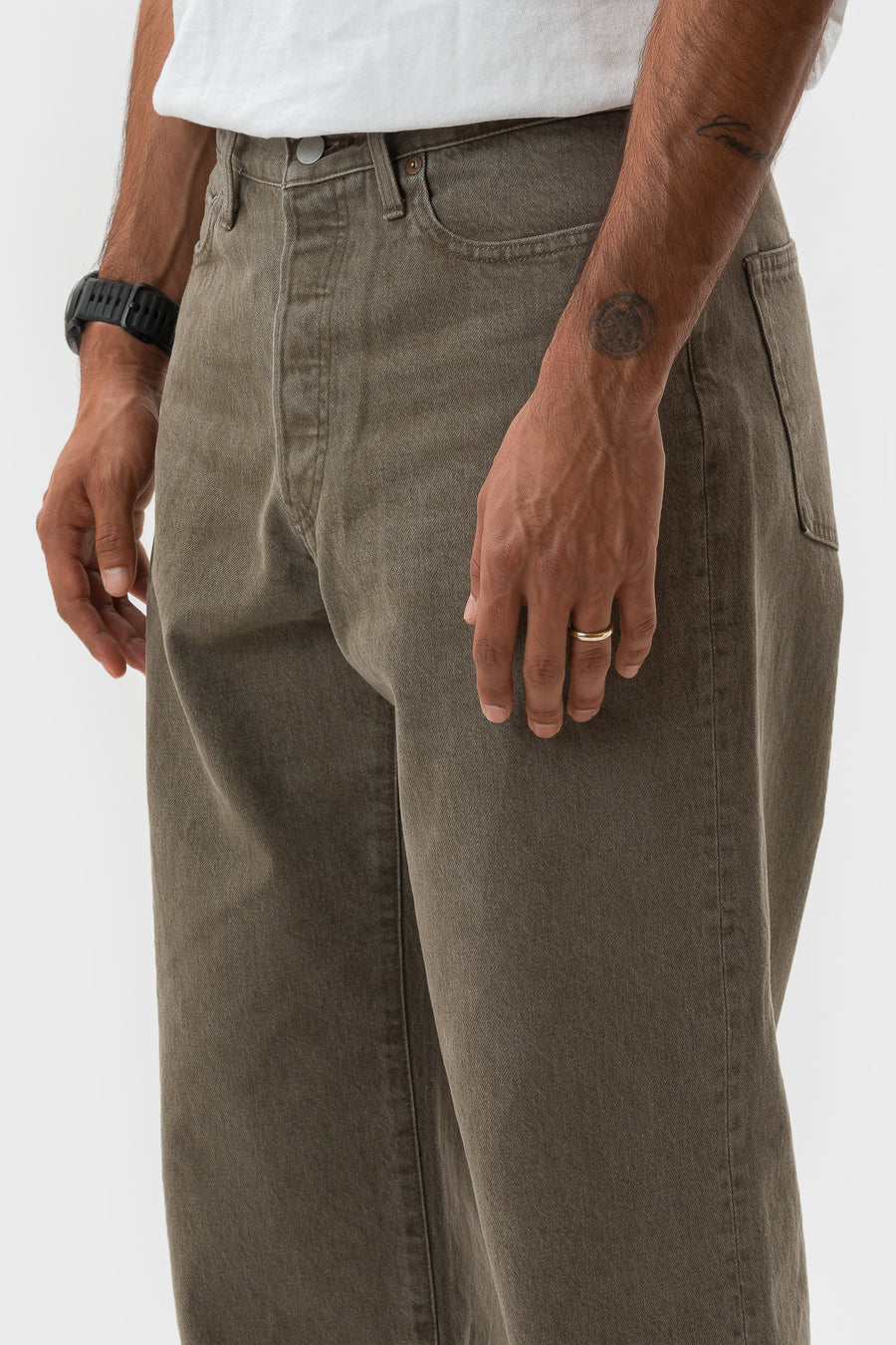 ssstein Loose Color Denim Pant in Khaki - Notre