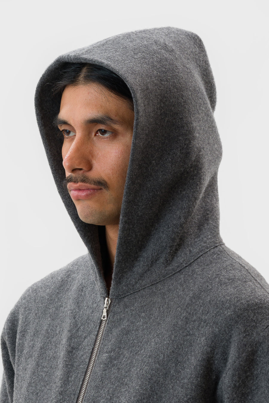 ssstein Super Fine Wool Milled Knit Hooded Jacket in Grey - Notre