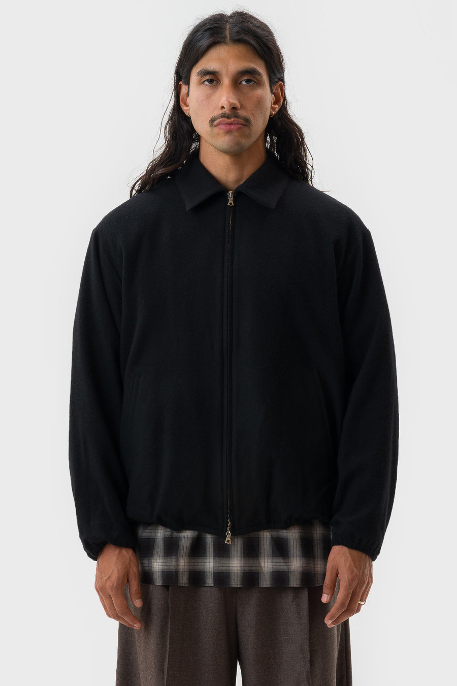 ssstein Wool Cashmere Fleece Light Zip Jacket in Black - Notre
